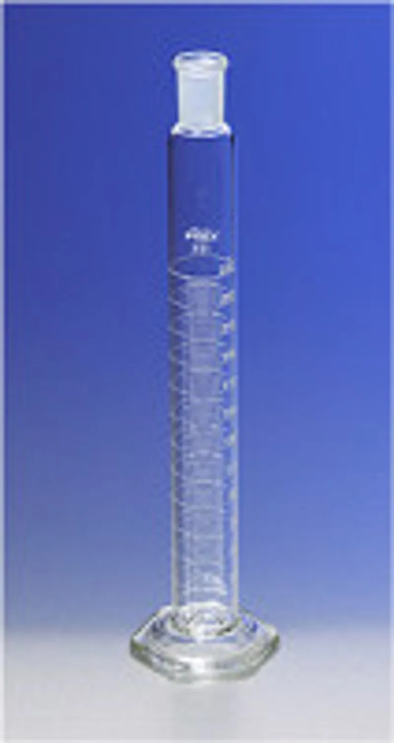 PYREX® 50 mL Single Metric Scale Cylinders, 24/40 Standard Taper Outer Joint, White Graduations, TC