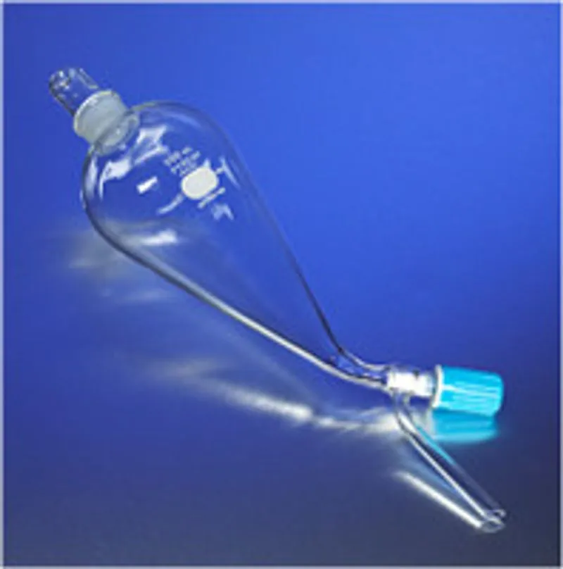PYREX® 500 mL Squibb Glass Separatory Funnel, Glass Standard Taper Stopper, Rotaflo® Stopcock