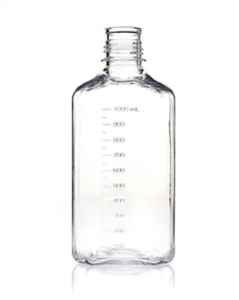 EZBio® 1 Liter (1,000 mL) Polycarbonate (PC) Media Bottles, Non-Sterile, Autoclavable Square Storage Bottles with 38-430 mm Neck, Without Caps, 12/PK